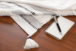 Nevni Soft Cotton Striped Tufted Double Throw For Sofa, Couch, Bed - 150 X 200 Cm, Grey - thumbnail 2