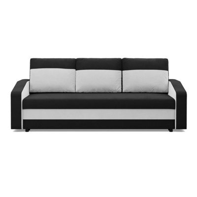 Orion A Modern Upholstered Sofa Bed With Storage Compact Pull Out Guest Bed Space Black Cream - image 1