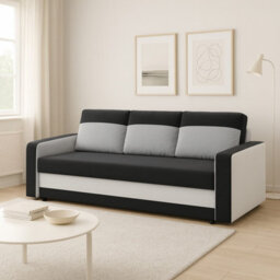 Orion A Modern Upholstered Sofa Bed With Storage Compact Pull Out Guest Bed Space Black Cream - thumbnail 2