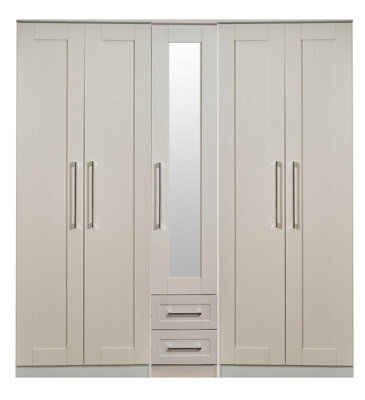Ripon Tall 5 Door 2 Drawer 1 Mirror Wardrobe In Kashmir Ash (Ready Assembled) - image 1