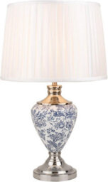 Lighting Supermarket Hepburn Large Ceramic Table Lamp Ivory Pleated Shade Blue Printed Finish 58Cm - thumbnail 3