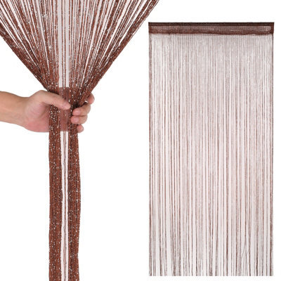 Neel Blue String Curtains Glitter Fringe Panel Fly Screen Doorway Tassel Curatin, 200Cm X 90Cm - Burgundy - image 1