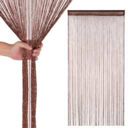 Neel Blue String Curtains Glitter Fringe Panel Fly Screen Doorway Tassel Curatin, 200Cm X 90Cm - Burgundy - thumbnail 1