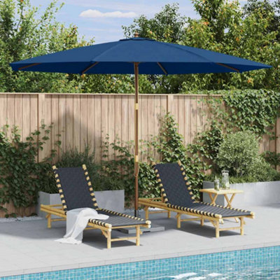 Berkfield Durable Outdoor Parasol With Wooden Pole 350 Cm Blue - image 1
