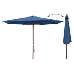 Berkfield Durable Outdoor Parasol With Wooden Pole 350 Cm Blue - thumbnail 3