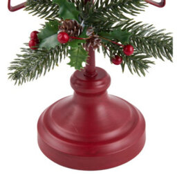 Living And Home Set Of 2 Red Star Shape Christmas Iron Candle Holders With Pine Berry Decor For Table Centerpiece - thumbnail 8
