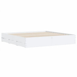 Berkfield Bed Frame With Drawers Without Mattress White 180X200 Cm Super King - thumbnail 4