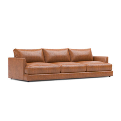 Valencia Serena Leather Three Seats Sectional Sofa Cognac Nappa 11000 Top-Grain Leather Kiln Dried Wood - image 1