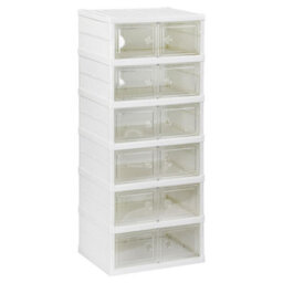 Taylor & Brown 6 Tier Double Shoe Rack Storage Organizer Box White, 107Cm Tall Foldable Bins With Clear Display & Magnetic Doors - thumbnail 6