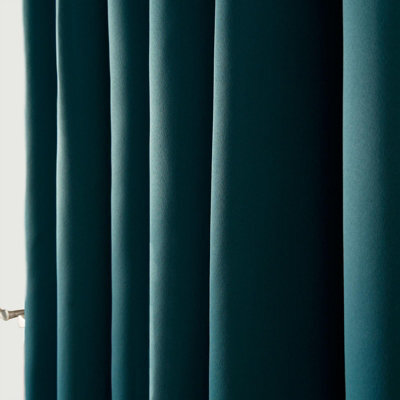 "OHS Eyelet Blackout Curtains Pair Of Thermal Ring Top, Teal - 66 X 90""" - image 1