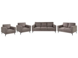 Wyld And Coco Nova Living Brown Fabric Sofa Set - Modular 3-Seater And 2-Seater With Iron Legs, 5 Seats - thumbnail 3
