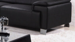 Genuine Leather Black Left Hand Facing Corner Sofa - thumbnail 5