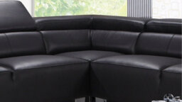 Genuine Leather Black Left Hand Facing Corner Sofa - thumbnail 6