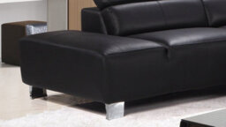 Genuine Leather Black Left Hand Facing Corner Sofa - thumbnail 7