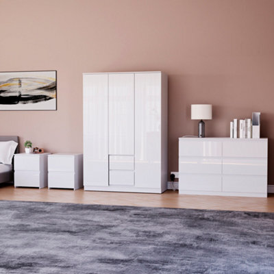 Lassic Vida Designs Glinton 4 Piece White Fsc Bedroom Set - (6 Drawer Chest, 3 Door Wardrobe, 2 Drawer Bedside Chest X2) - image 1