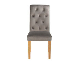 Romano Dining Chair In Grey Velvet With Oak Legs - thumbnail 2