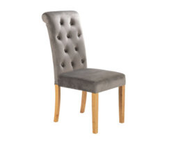Romano Dining Chair In Grey Velvet With Oak Legs - thumbnail 1