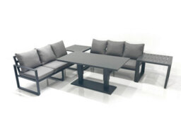 Fimous 6 Seater Aluminium Outdoor Garden Furniture Set With Adjustable Rising Lifting Dining Table 3 Seater Sofa 2 Side Table - thumbnail 2