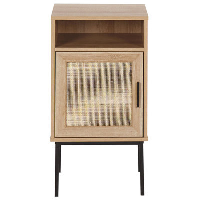 Beliani Bedside Table 40 X 40 Cm - Natural Rattan With Powder-Coated Metal Legs - image 1