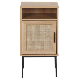 Beliani Bedside Table 40 X 40 Cm - Natural Rattan With Powder-Coated Metal Legs - thumbnail 1