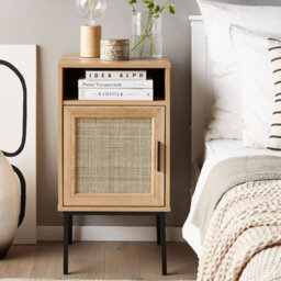 Beliani Bedside Table 40 X 40 Cm - Natural Rattan With Powder-Coated Metal Legs - thumbnail 2