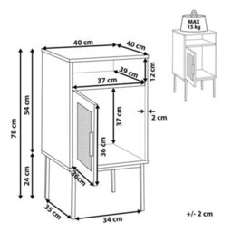 Beliani Bedside Table 40 X 40 Cm - Natural Rattan With Powder-Coated Metal Legs - thumbnail 5