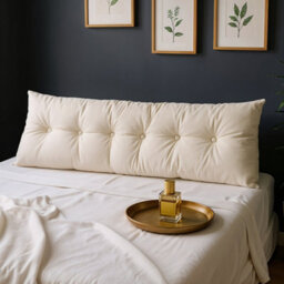 Living And Home Beige Cotton Linen Triangular Tatami Headboard Cushion/pillow, 180Cm W X 20Cm D X 50Cm H