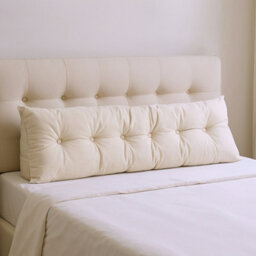 Living And Home Beige Cotton Linen Triangular Tatami Headboard Cushion/pillow, 180Cm W X 20Cm D X 50Cm H - thumbnail 3