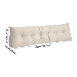 Living And Home Beige Cotton Linen Triangular Tatami Headboard Cushion/pillow, 180Cm W X 20Cm D X 50Cm H - thumbnail 9