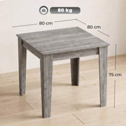 Dining Table For 4, 80L X 80W X 75Hcm, Grey Wood Effect - thumbnail 2