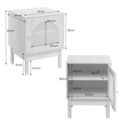 Sweeek - Wood And Cane Bedside Table 1 Door (Set Of 2) Judith Natural 45X40X60 Cm - thumbnail 8