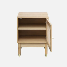 Sweeek - Wood And Cane Bedside Table 1 Door (Set Of 2) Judith Natural 45X40X60 Cm - thumbnail 4