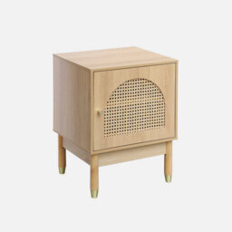 Sweeek - Wood And Cane Bedside Table 1 Door (Set Of 2) Judith Natural 45X40X60 Cm - thumbnail 2