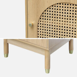 Sweeek - Wood And Cane Bedside Table 1 Door (Set Of 2) Judith Natural 45X40X60 Cm - thumbnail 5