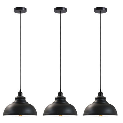 3 Pack Of Ceiling Pendant Light Fixture With 95Cm Adjustable Cable, Vintage 29Cm Curvy Metal Shade E27 Base Hanging Lighting - image 1