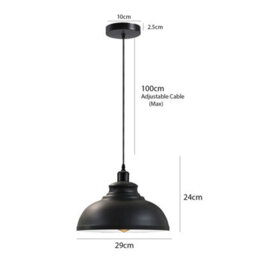 3 Pack Of Ceiling Pendant Light Fixture With 95Cm Adjustable Cable, Vintage 29Cm Curvy Metal Shade E27 Base Hanging Lighting - thumbnail 5