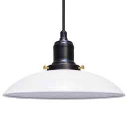 Long Life Lamps Company Retro Vintage Ceiling Pendant Light White Metal Black Fitting M0115 - thumbnail 1