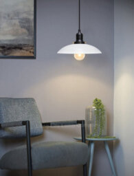 Long Life Lamps Company Retro Vintage Ceiling Pendant Light White Metal Black Fitting M0115 - thumbnail 7