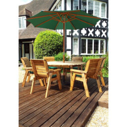 Marlborough Traditional Six Seater Circular Table Set With 6 X Green Chair Cushion 1 X Green Parasol & Base & Cushion Storage Bag - thumbnail 3