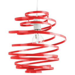 Happy Homewares Contemporary Red Gloss Metal Double Ribbon Spiral Swirl Ceiling Light Pendant - thumbnail 3