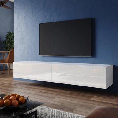180Cm High Gloss Wall Floating Tv Stand Unit Cabinet Storage Door White - image 1