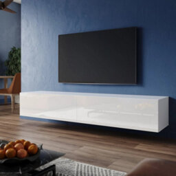 180Cm High Gloss Wall Floating Tv Stand Unit Cabinet Storage Door White - thumbnail 1
