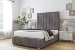 "Sloomy Langston Slate Naples Deep-Sided Bed Frame With 50"" Upholstered Headboard 4'6 Double" - thumbnail 2