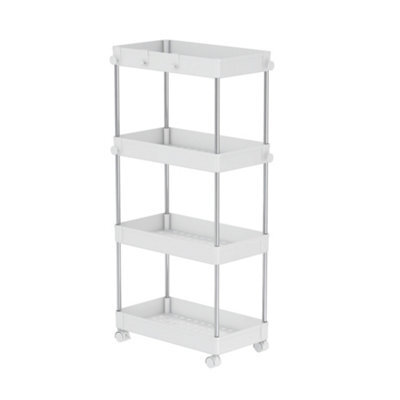 Clarisworld Storage Cart With 4 Tier Rolling Utility Trolley With Lockable Wheels For Home, Office (White-4 Tier Storage Cart) - image 1
