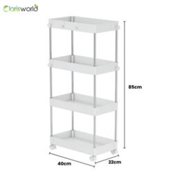 Clarisworld Storage Cart With 4 Tier Rolling Utility Trolley With Lockable Wheels For Home, Office (White-4 Tier Storage Cart) - thumbnail 2