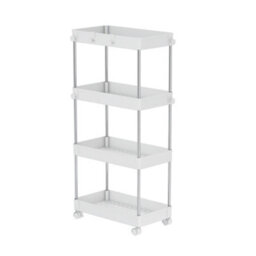 Clarisworld Storage Cart With 4 Tier Rolling Utility Trolley With Lockable Wheels For Home, Office (White-4 Tier Storage Cart) - thumbnail 1