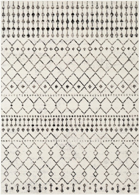 Livabliss Pisa-Geometric Black Off-White Grey Living Dining Bedroom Rug 130 X 170 Cm Easy Care, Non Shedding - image 1