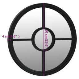 Vidaxl Garden Mirror Black 60X4 Cm Iron Round For Outdoor Use - thumbnail 3