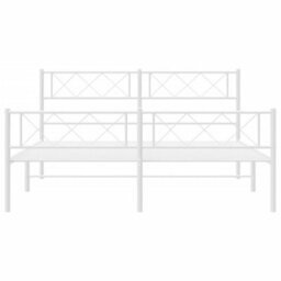 Berkfield Metal Bed Frame With Headboard And Footboard White 120X200 Cm - thumbnail 4