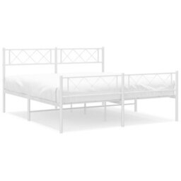 Berkfield Metal Bed Frame With Headboard And Footboard White 120X200 Cm - thumbnail 2